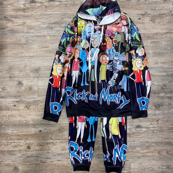 Rick& Morty Pullover Hoodie And Pants Sportswear Set